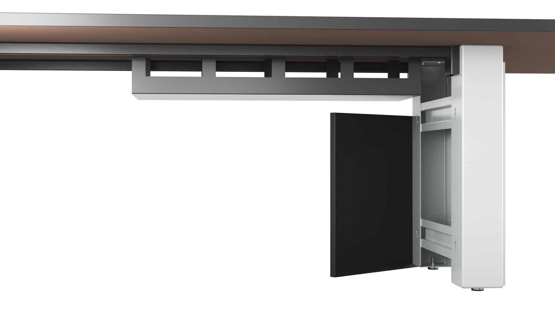 Wire trough addition to a table