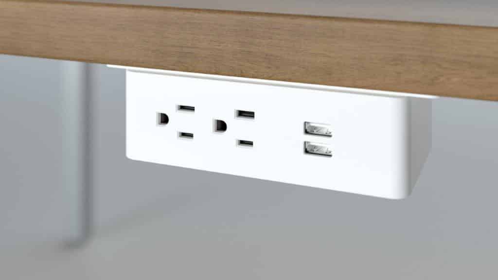 Slick power add-on with two USB and two outlets in white