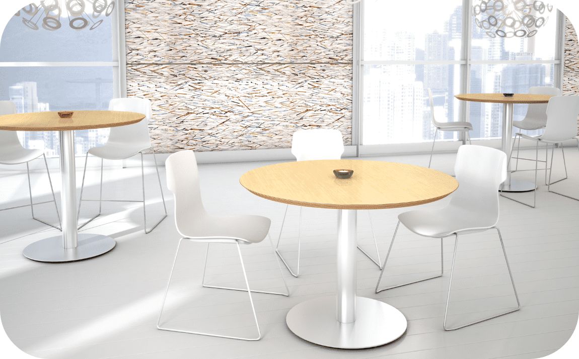 Three Island Tables in work break room